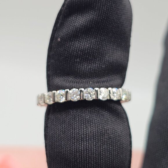 Sterling Silver 925 Rhodium Plated Moissanite Eternity Band 2.75mm Ring - Picture 9 of 12